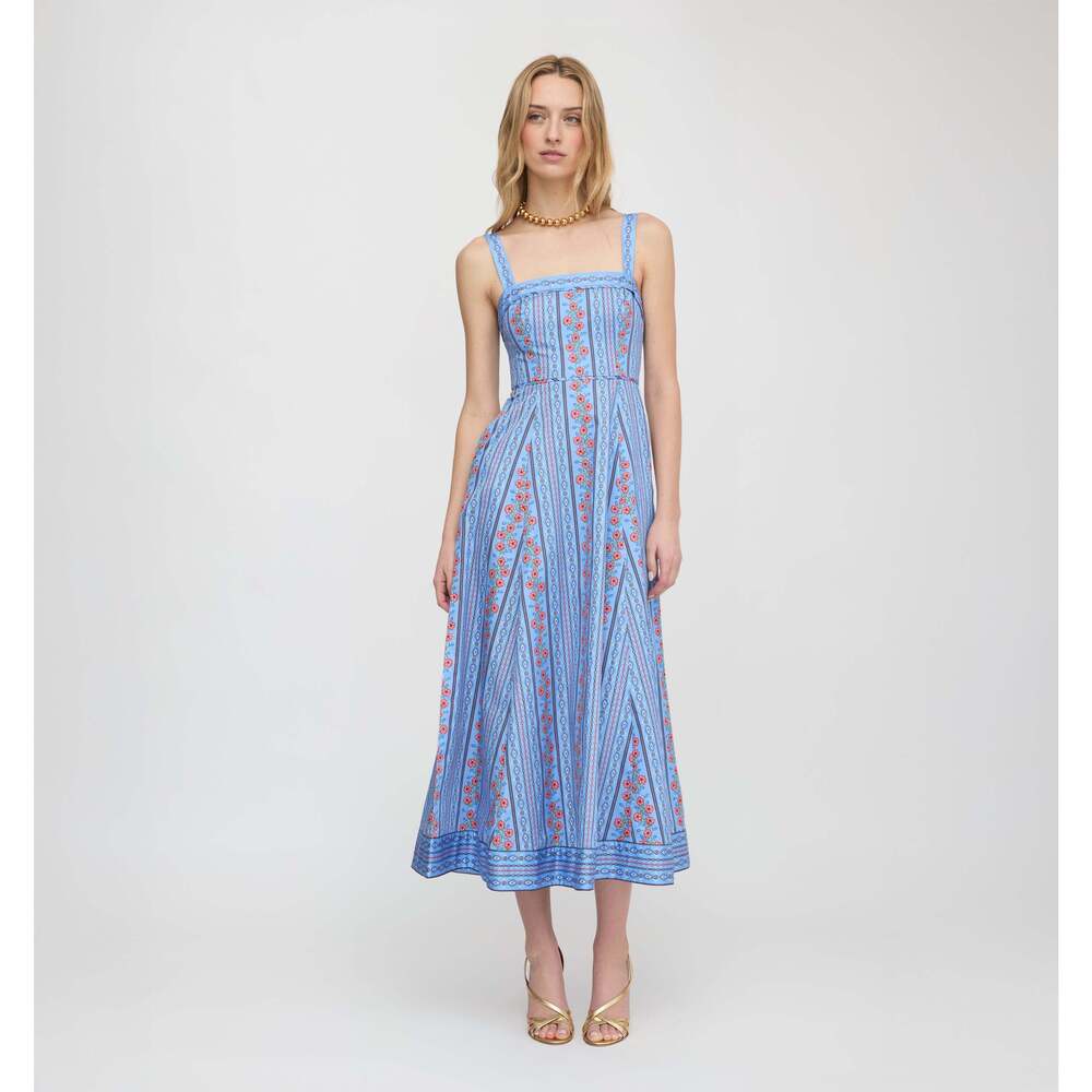 Hill House Home The Ezra Dress - Blue Floral Batik Stripe